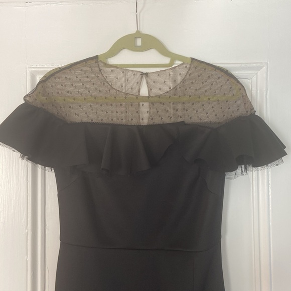 NWT Marchesa Notte Little Black Dress with Polkadot Mesh Detail - Picture 3 of 10